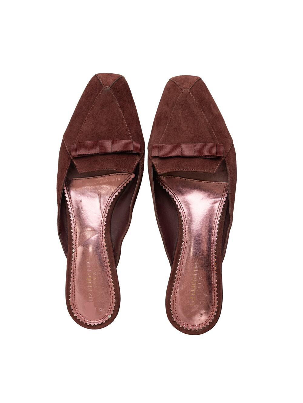 Y2k Coquette Liz Claiborne Flex Suede Mules 90s Minimalist Kitten Heels - 7.5M